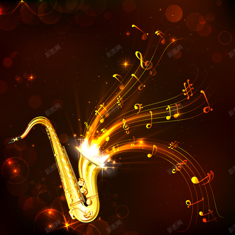 大气奢华风的音乐会演出广告背景矢量图ai设计背景_88icon https://88icon.com 剧院 咖啡色 演出 素材 背景 萨克斯 金色 音乐 音乐会 音符 矢量图
