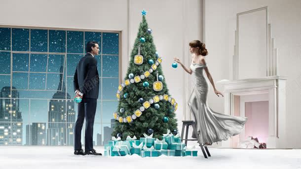 圣诞节圣诞树装饰情侣jpg设计背景_88icon https://88icon.com 圣诞树 圣诞节 情侣 装饰