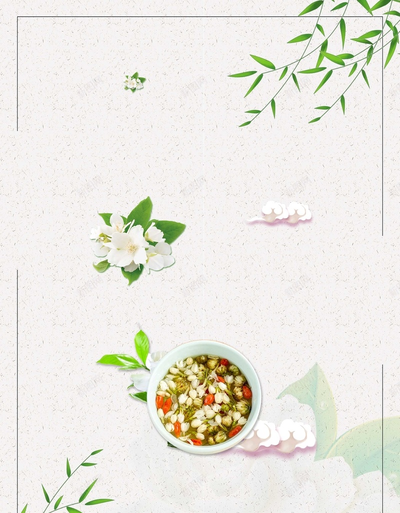 中国风茉莉花茶海报psd设计背景_88icon https://88icon.com 促销 唯美 夏天 手绘 文艺 植物 海报 清新 茉莉花 茉莉花茶 茶