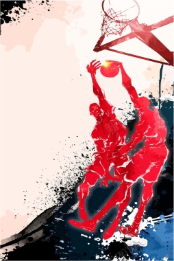 矢量水彩手绘校园篮球运动会体育竞赛海报背景