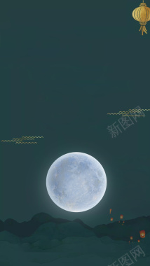 中国风小清新月亮背景背景