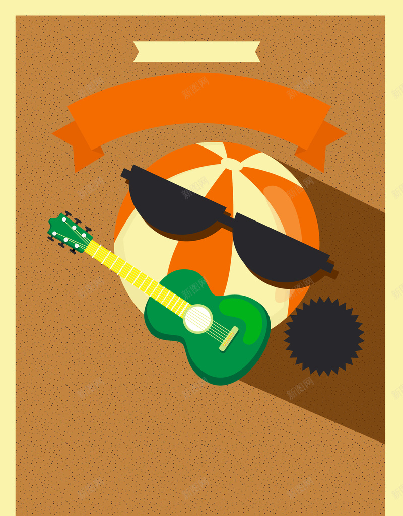 音乐海报矢量图ai设计背景_88icon https://88icon.com 乐器 几何 吉他 太阳棕色 扁平 海报 渐变 音乐 矢量图