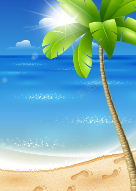 夏日风情椰树海滩背景图背景