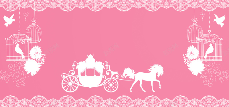 蕾丝婚礼浪漫粉色banner背景背景