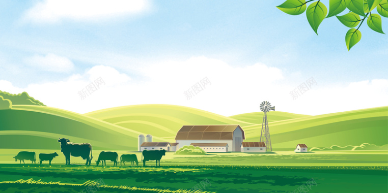 绿色有机食品生态养殖场海报背景背景
