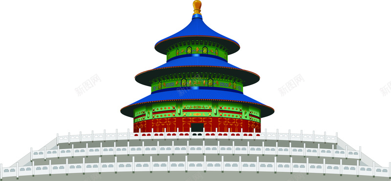 北京著名建筑天坛矢量背景