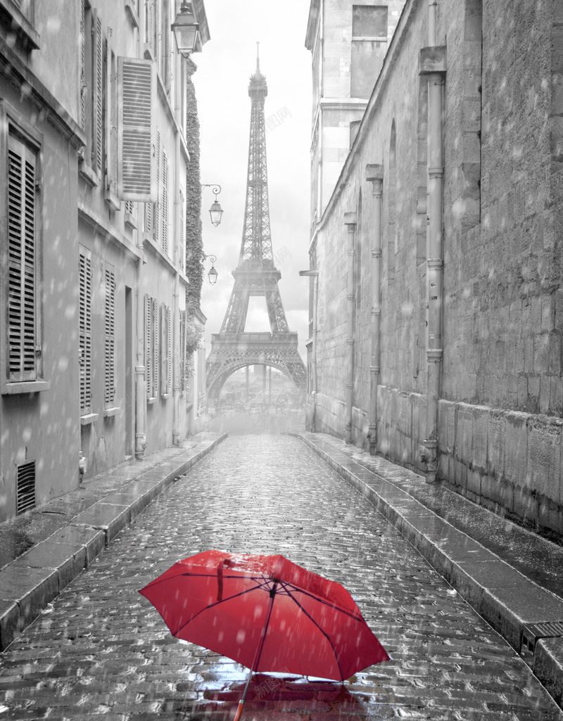 下雨天的法国巴黎街头景色jpg_88icon https://88icon.com 下雨 下雨街道 初春小雨 埃菲尔铁塔 城市建筑 摄影 欧式建筑开心 灰色 红色雨伞 纵深感 阴雨天气 雨天 风景 魅力城市