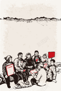 复古农民红旗人民中国文化海报背景矢量图背景