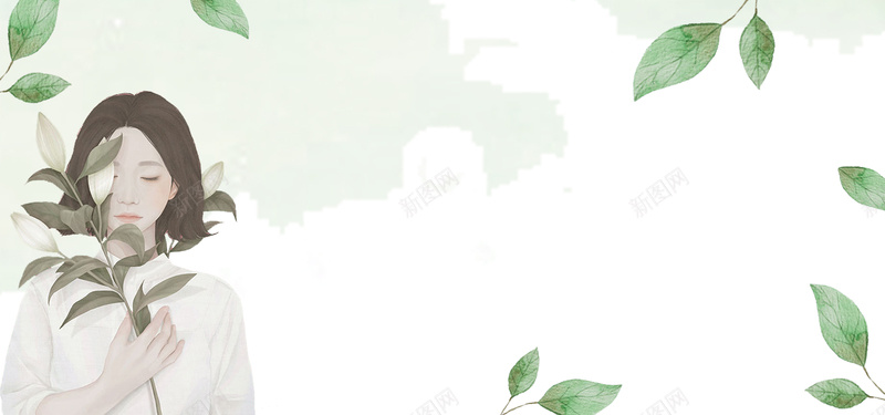 夏日小清新花朵手绘简约底纹白色背景背景
