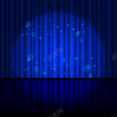 蓝色魔术表演舞台矢量背景背景
