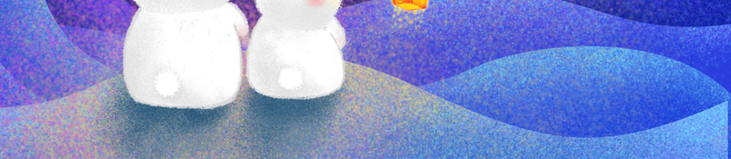 手绘两只兔子赏月背景图psd设计背景_88icon https://88icon.com 中秋元素 云纹 孔明灯 手绘兔子 月亮 赏月