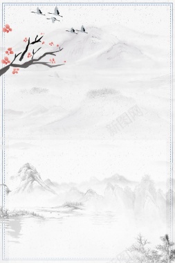 中国风水墨山水画背景模板背景