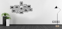 企业员工照片灰色大气时尚家居室内场景照片墙电商海报背高清图片