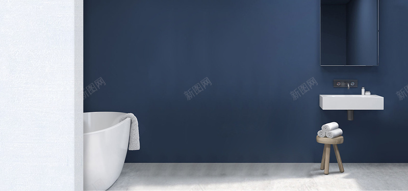 蓝色浴室浴缸jpg设计背景_88icon https://88icon.com 场景 浴室 浴缸 简约 高档