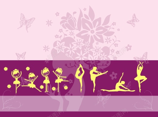 手绘紫色舞蹈人们背景背景