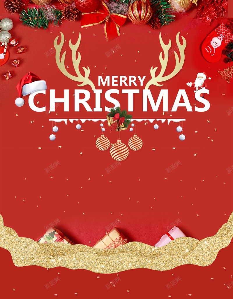 红色高端大气圣诞节节日促销海报jpg设计背景_88icon https://88icon.com 促销 圣诞节 大气 海报 礼物 红色 节日 高端