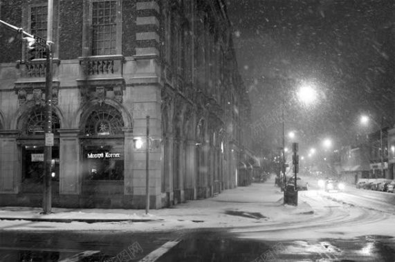 大雪夜晚城市交错背景