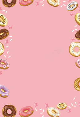 浪漫可爱彩绘甜甜圈海报背景矢量图背景