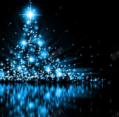 蓝色梦幻圣诞树背景