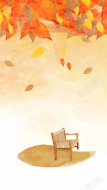 秋天油画枫叶H5背景背景