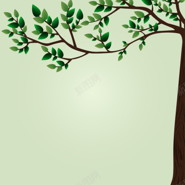 卡通绿色大树枝叶背景矢量图背景