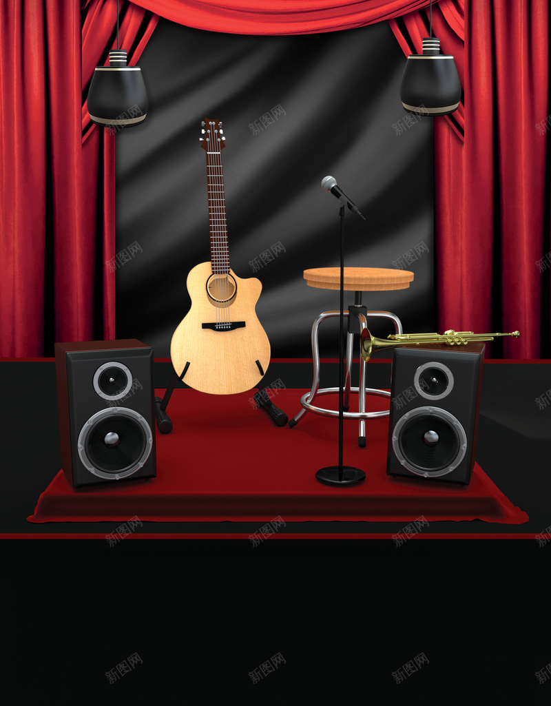 音乐派对酒吧音乐节海报psd设计背景_88icon https://88icon.com 乐器 吉他 帷幕 舞台 酒吧 音乐会 音乐派对 音乐节 音响
