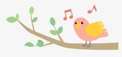 卡通飞禽树枝上唱歌的小鸟高清图片