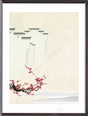 中国风手绘梅花背景背景