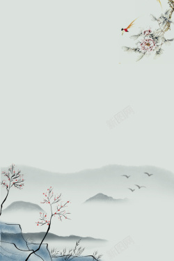喜鹊水墨画中国风水墨画古韵平面广告高清图片