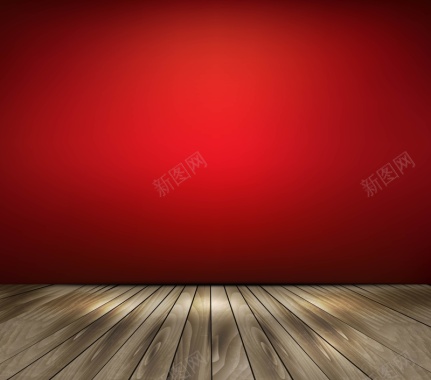矢量大气红色墙壁木质地板背景背景