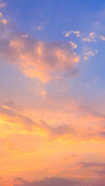 蓝色渐变天空夕阳H5背景背景