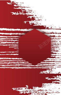 红色水墨上的六边形背景矢量图背景