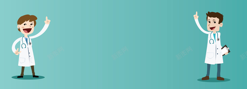卡通医生背景矢量图ai设计背景_88icon https://88icon.com 医生 医疗 卡通 女医生 手绘 海报banner 男医生 童趣 矢量图