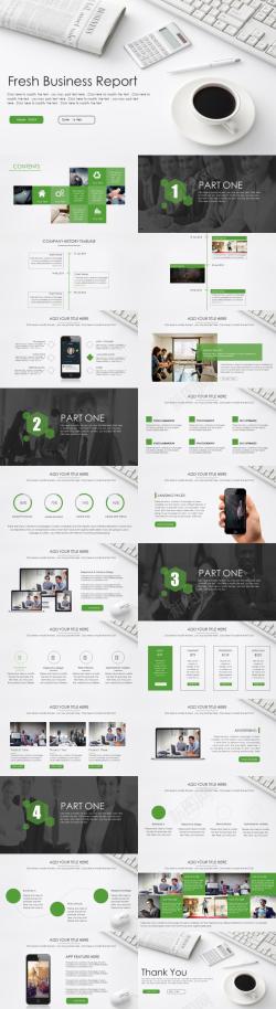 最新adobe绿色小清新最新企业汇报PPT模板