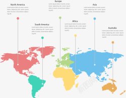 世界地图免扣PNG图彩色世界地图和信息高清图片