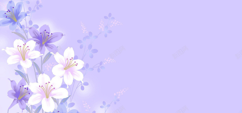 清新浅紫色花纹背景背景