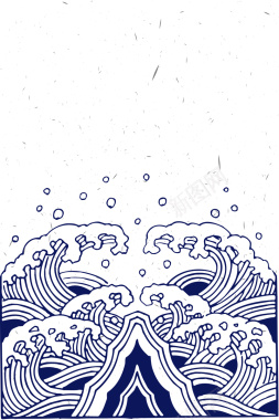 中国风海浪海报背景矢量图背景