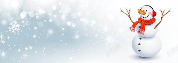 圣诞节雪人banner背景jpg设计背景_88icon https://88icon.com 冬季背景 店庆背景 雪人 雪花