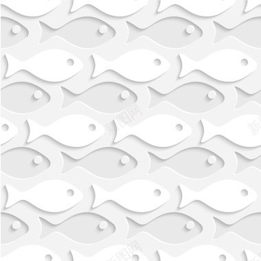 白色质感鱼形纹理背景矢量图背景