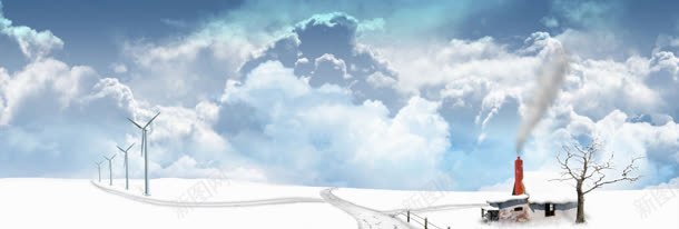 冬天风车banner创意设jpg设计背景_88icon https://88icon.com 冬天 植物 环保 积雪 鲜花