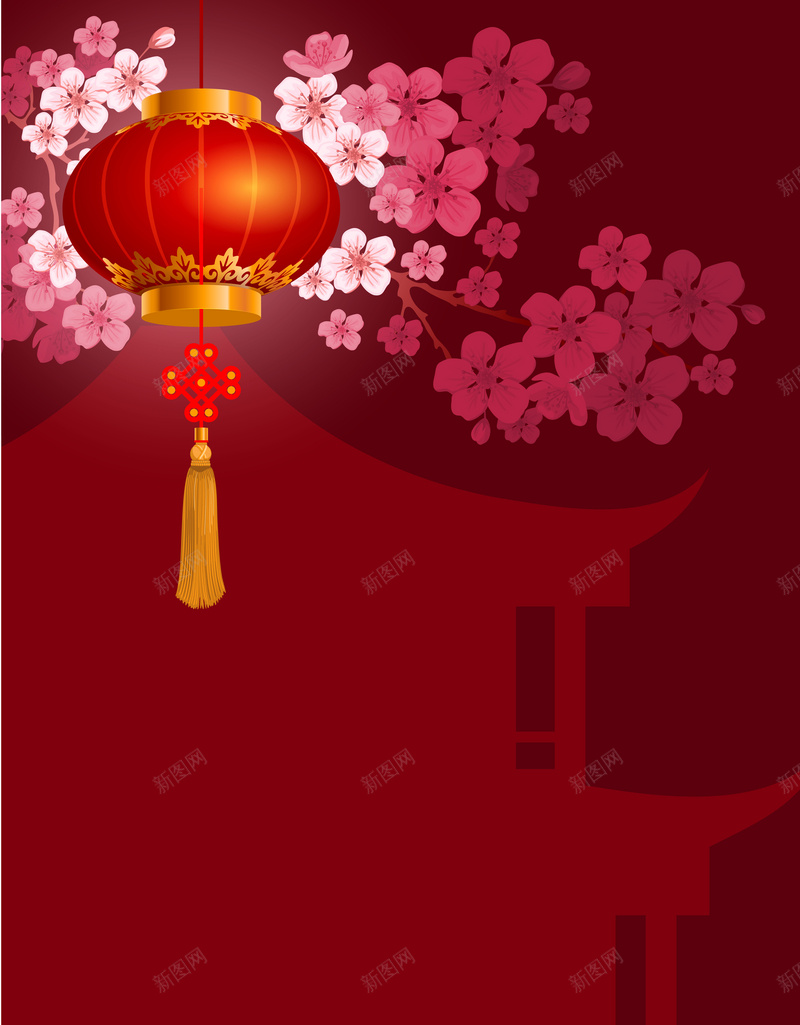 矢量红色中国风灯笼桃花背景ai设计背景_88icon https://88icon.com 中国风 喜庆 天坛 新年 桃花 灯笼 矢量 红色 背景 矢量图