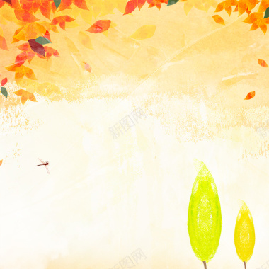 二十四节气之秋分扁平化黄色主图背景背景