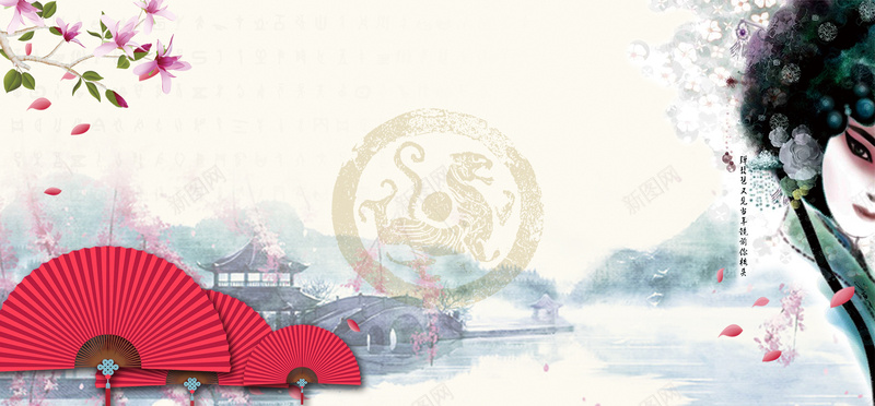 中国京剧国粹手绘图腾纹理背景背景