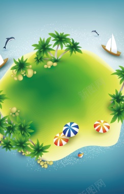 绿色岛屿上的风景背景矢量图背景