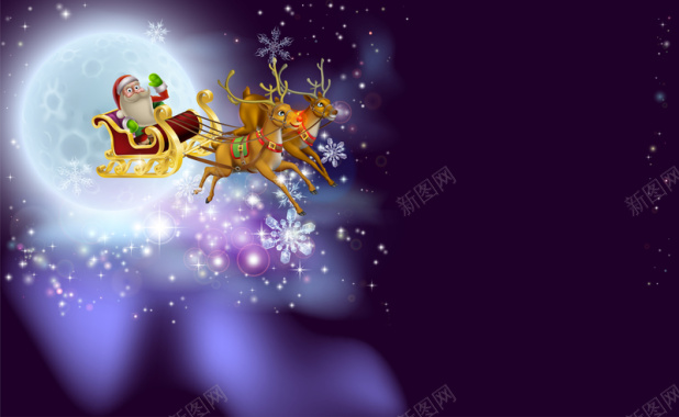 紫色圣诞雪橇送礼物海报背景矢量图背景