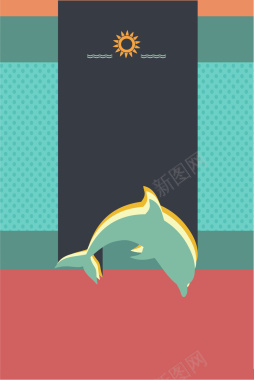 矢量几何拼接海豚简约背景背景