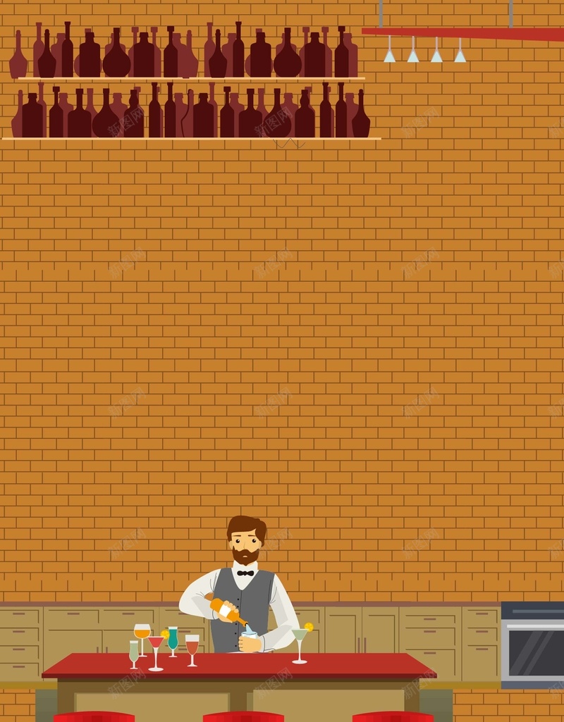 卡通手绘鸡尾酒酒吧宣传海报矢量图ai设计背景_88icon https://88icon.com 休闲 卡通 宣传 手绘 海报 酒吧 餐厅 鸡尾酒 矢量图