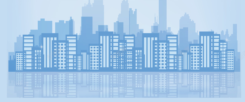 城市剪影淡蓝AI背景矢量图背景