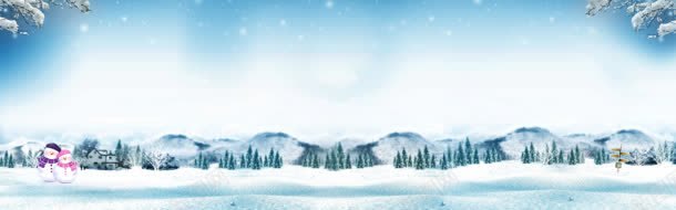 冬季山林雪人海报背景背景