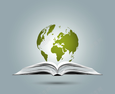书籍简约绿色地球背景矢量图背景